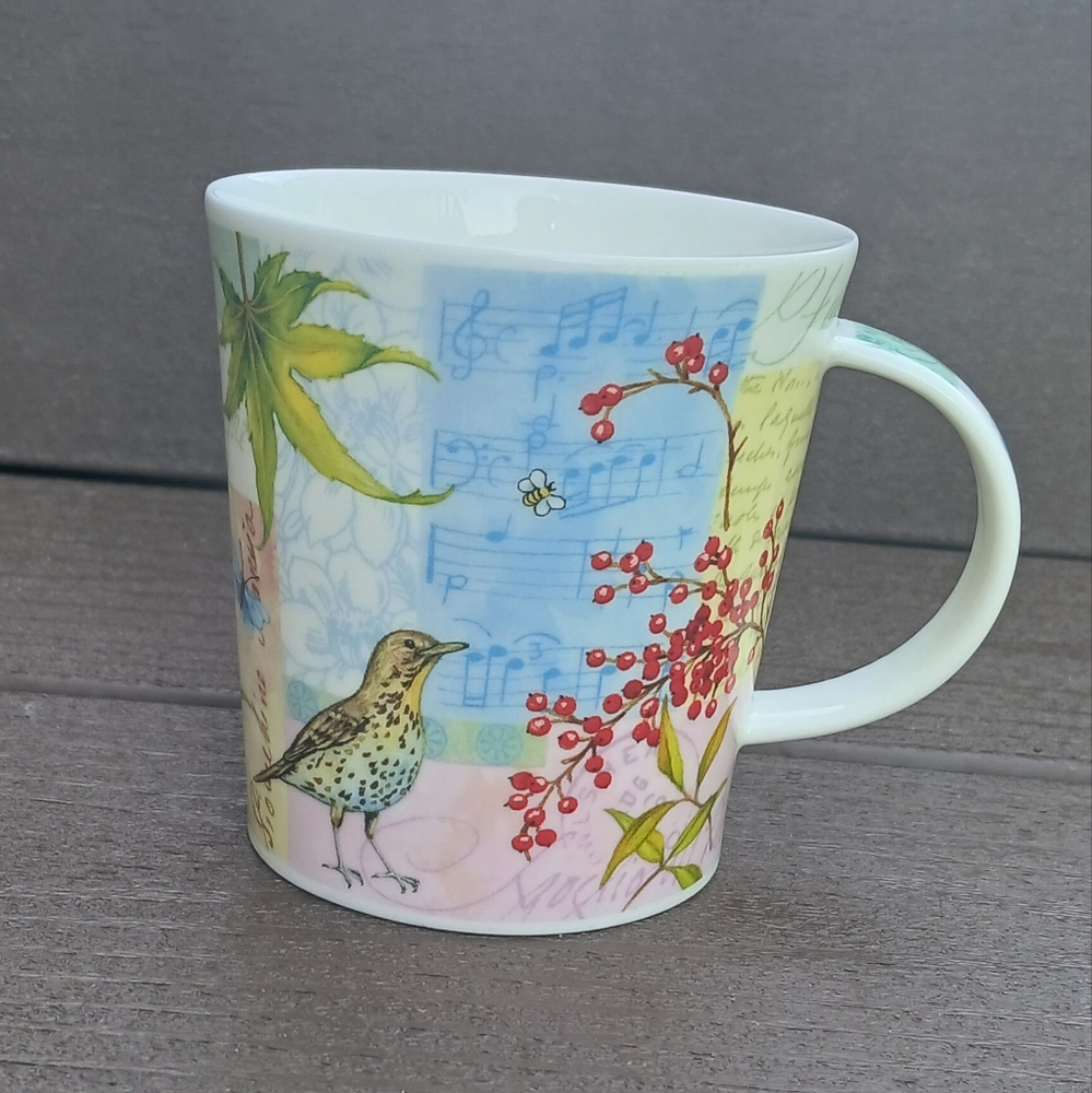 Dunoon Lomond Floral Bird Bone China Mug